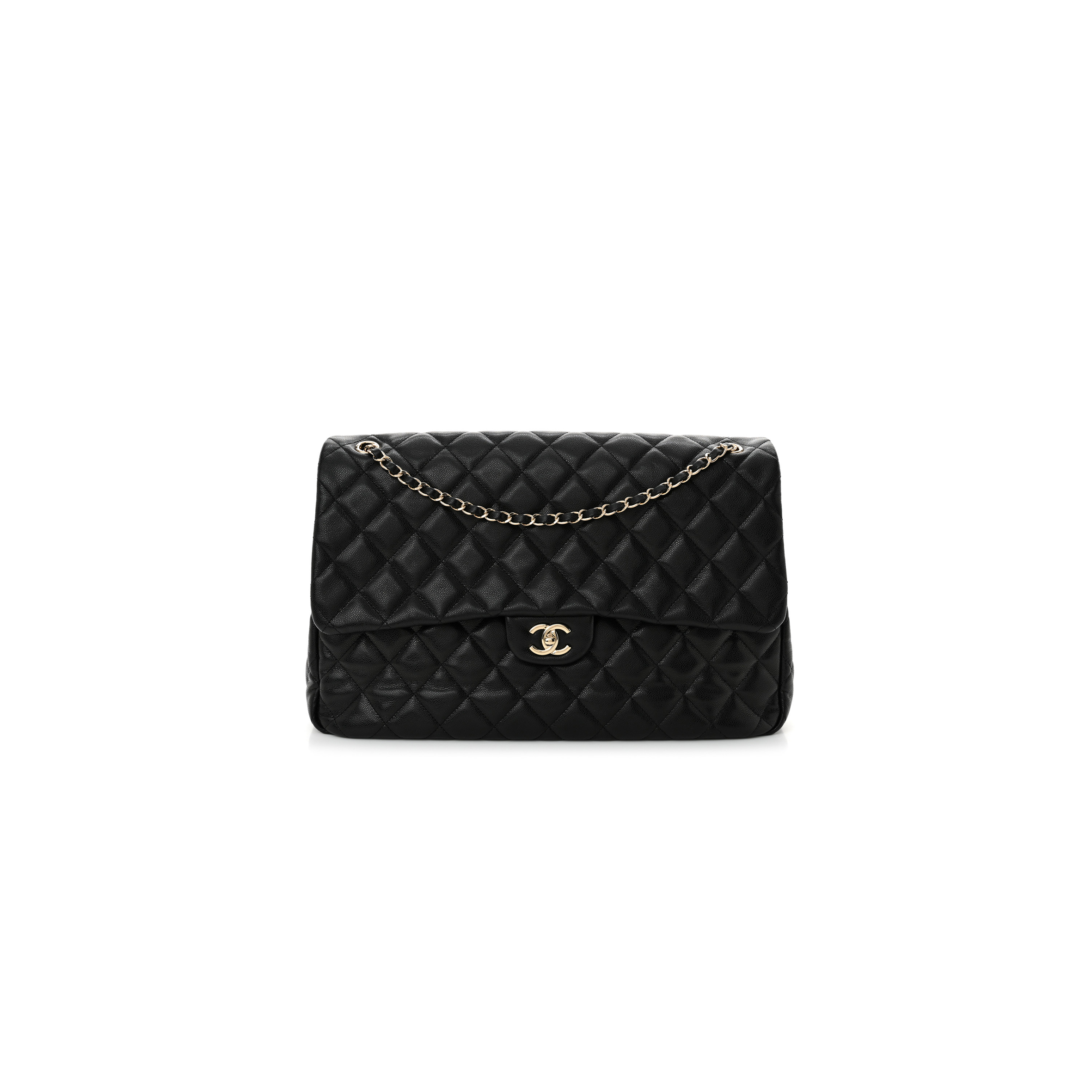 CHANEL CAVIAR QUILTED XXL TRAVEL FLAP BAG BLACK AS4661 (41*27*11cm)